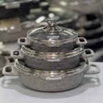 ست تابه دودسته سایز 16-20-24 گرانیتی لایف اسمایل مدل سنگی کد LIFEP7