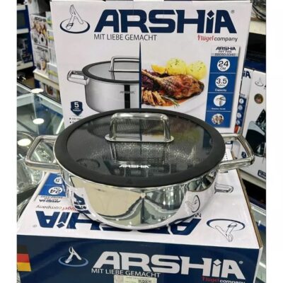 تابه استیل کف لیزری عرشیا دودسته سایز 24
