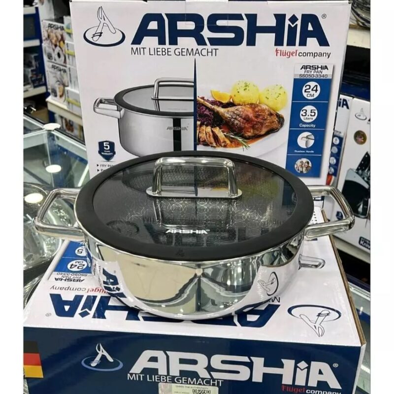تابه استیل کف لیزری عرشیا دودسته سایز 24