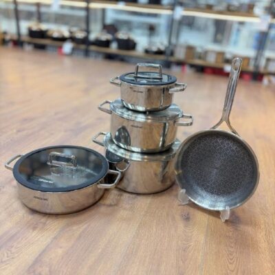 سرویس قابلمه 9 پارچه عرشیا استیل کف لیزری